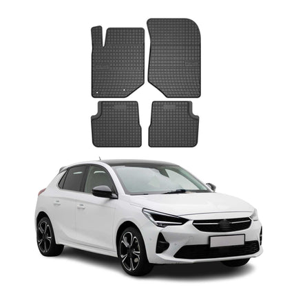 Gummi Fußmatten für Opel Corsa F 2019-2026 Automatten Gummi TPE Schwarz 4x