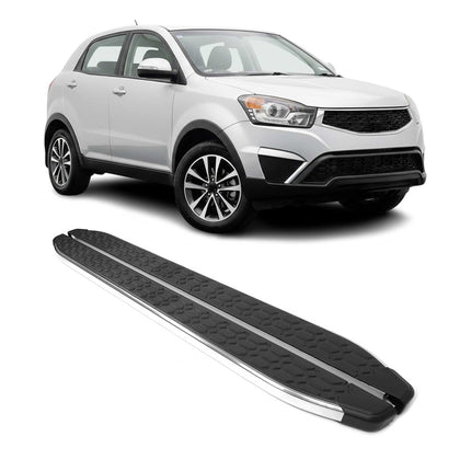 Trittbretter Seitenschweller für Ssangyong Korando 2010-2019 Stahl Schwarz Grau
