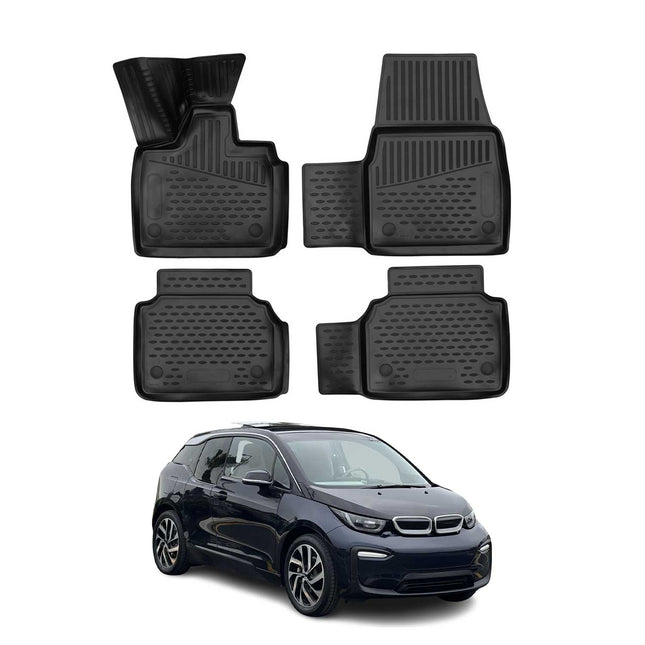OMAC Gummimatten Fußmatten für BMW i3 I01 2013-2023 TPE Automatten Schwarz 4x