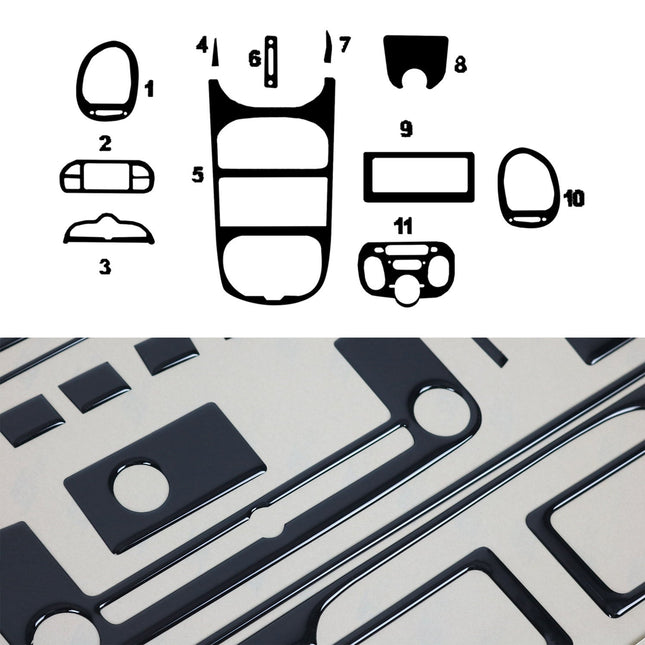 Innenraum Dekor Cockpit für Peugeot 206 1998-2009 Piano Schwarz Optik 11tlg