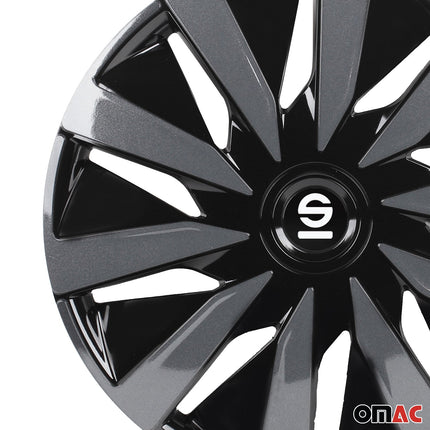Radkappen Radzierblenden Sparco Lazio 15" Zoll Abdeckung Set Schwarz Grau 4x
