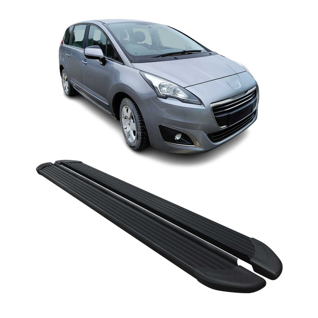 Seitenschweller Trittbretter Schweller für Peugeot 5008 2010-2016 Alu Schwarz