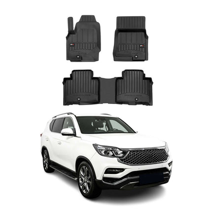 OMAC Gummi Fußmatten für Ssangyong Rexton 2017-2026 Premium Gummi Schwarz 3tlg