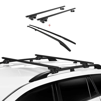 Dachreling + Dachträger Satz für VW Touareg 7L 2002-2010 Alu Schwarz