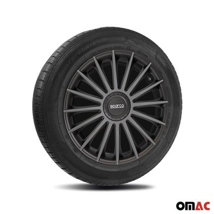 Radkappen Radzierblenden Sparco Treviso 16" Zoll Abdeckung Set Schwarz Grau 4x