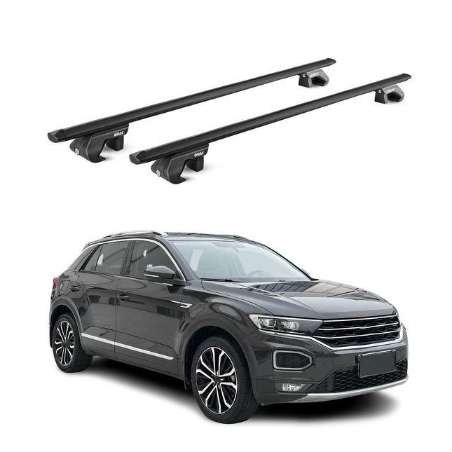 Dachträger Grundtäger für VW T-Roc 2017-2025 90kg Aluminium Schwarz 2 tlg ABE