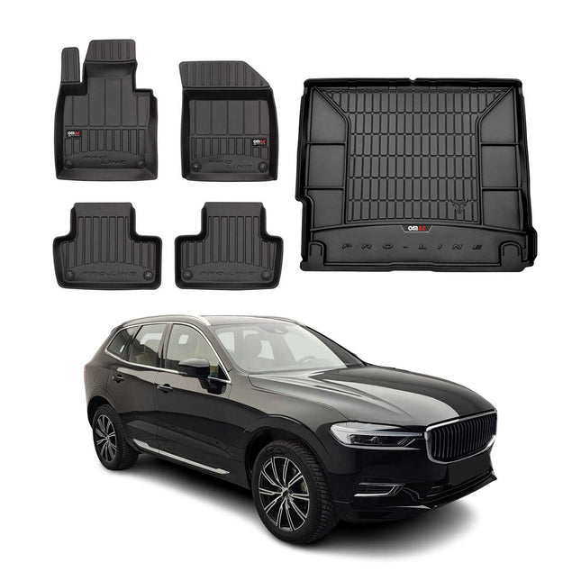 OMAC Fußmatten & Kofferraumwanne Set für Volvo XC60 2018-2026 Gummi Schwarz 5x