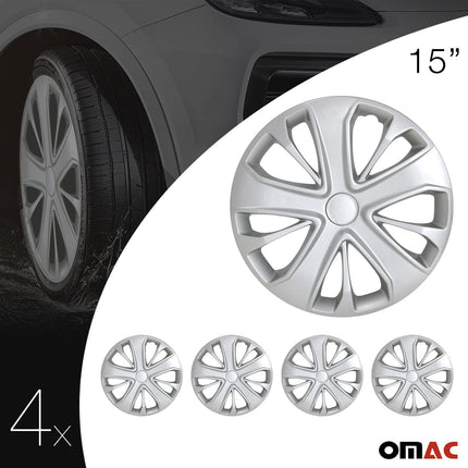 4x Radkappen Radzierblenden Radblenden für Auto 15" Zoll Radkappensatz Silber