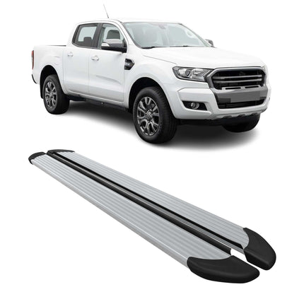 Seitenschweller Trittbretter für Ford Ranger Double Cab 2012-2022 Aluminium Grau