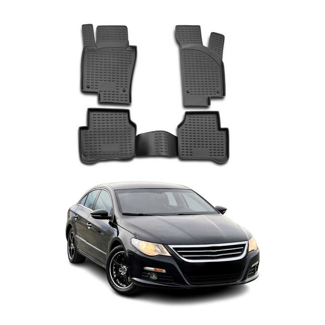 OMAC Gummimatten Fußmatten für VW CC 2008-2017 TPE Automatten Schwarz 4x