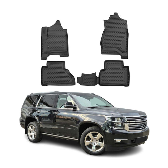 OMAC Gummimatten Fußmatten für Chevrolet Tahoe 2015-2024 TPE Matten Schwarz 4x
