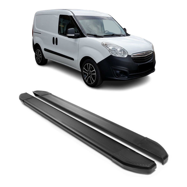 Alu Seitenschweller Trittbretter für Opel Combo D 2012-2019 Kurzer RS Schwarz 2x