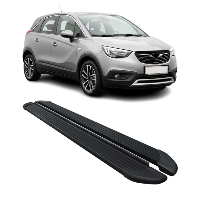 Seitenschweller Trittbretter Schweller für Opel Crossland X 2017-24 Alu Schwarz