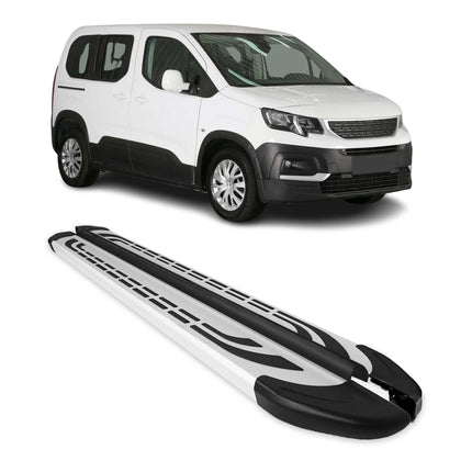 Trittbretter Seitenschweller für Peugeot Rifter 2018-2026 Kombi L1 Silber 2 tlg