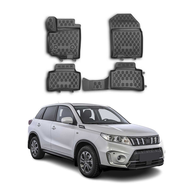OMAC Gummimatten Fußmatten für Suzuki Vitara 2015-2024 TPE Automatten Schwarz 4x