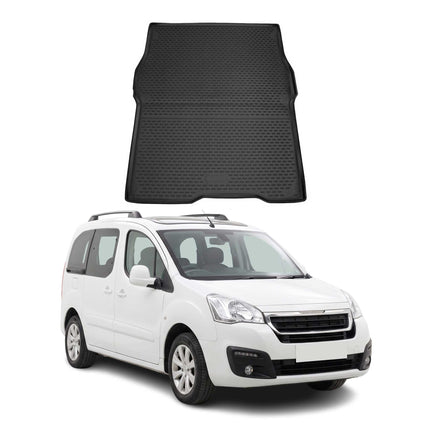 Kofferraummatte Kofferraumwanne für Peugeot Partner 2015-2018 Gummi TPE Schwarz