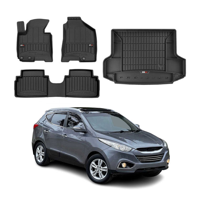 OMAC Fußmatten & Kofferraumwanne Set für Hyundai ix35 2009-2015 Gummi Schwarz 4x