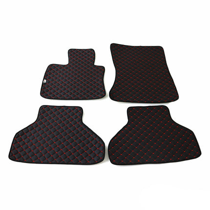 Fußmatten Leder Automatten für BMW X5 E70 2006-2013 Kunstleder Schwarz Rot 4tlg