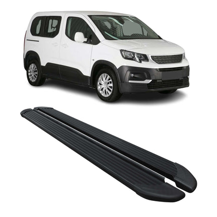 Trittbretter Seitenschweller für Peugeot Rifter 2018-2026 Kombi L1 Schwarz 2tlg