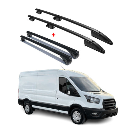Dachträger + Dachreling für Ford Transit 2015-2026 L3 Langer Aluminium Schwarz
