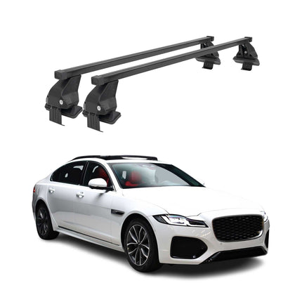 Menabo Dachträger Grundtäger für Jaguar XF 2021-2024 50kg Stahl Schwarz 2 tlg