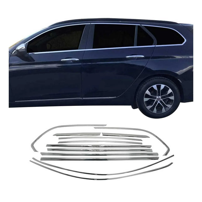 Fensterleisten Zierleisten für Fiat Tipo Kombi 2015-2025 Edelstahl Chrom 12tlg