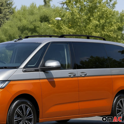 Dachreling für VW Multivan T7 2021-2026 Langer L2 Alu Schwarz 2 tlg