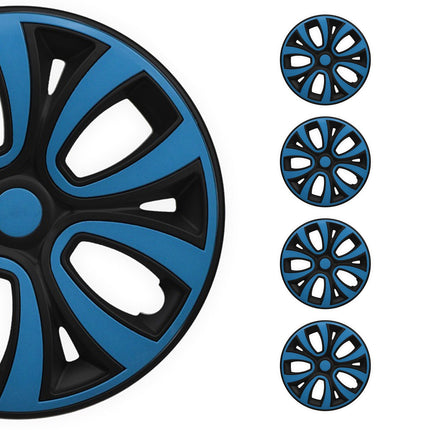 4x Radkappen Radzierblenden Radblenden für 15" Zoll Stahlfelgen Schwarz Blau