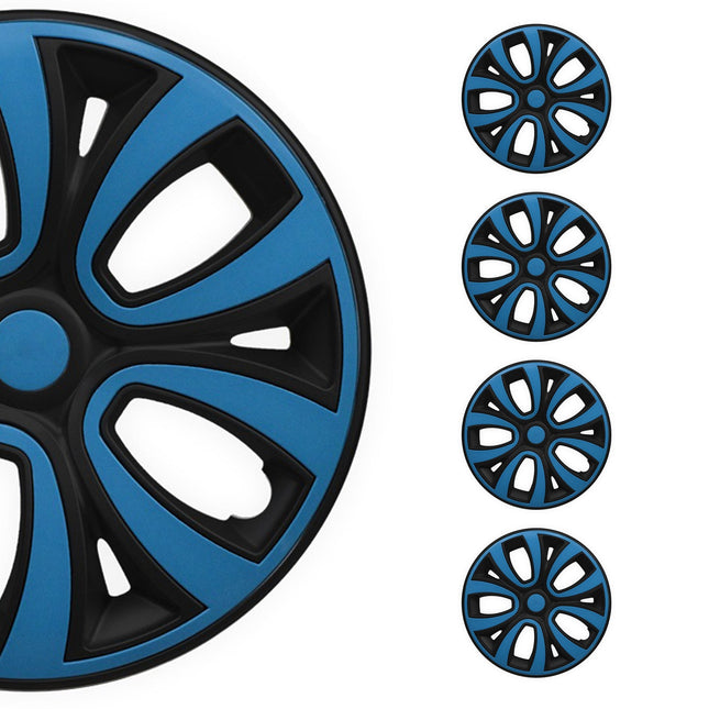 4x Radkappen Radzierblenden Radblenden für 15" Zoll Stahlfelgen Schwarz Blau