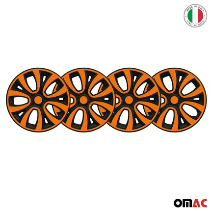 4x Radkappen Radzierblenden Radblenden 15" Zoll Stahlfelgen Orange Matt Schwarz