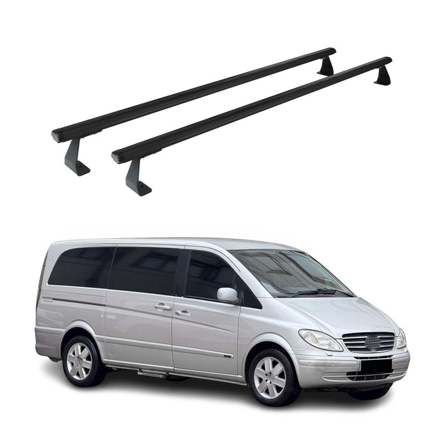 Dachträger Grundtäger für Mercedes Vito W639 2003-2014 75kg Alu Schwarz 2tlg