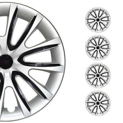 4x Radzierblenden Radblenden Radkappen für 15" Zoll Stahlfelgen Schwarz Grau