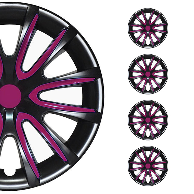 Radkappen Radzierblenden Radblenden 15" Zoll Stahlfelgen Schwarz Lila 4x