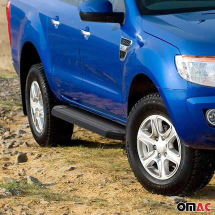 Trittbretter Seitenschweller für Ford Ranger 2012-22 Double Cab Alu Schwarz ABE