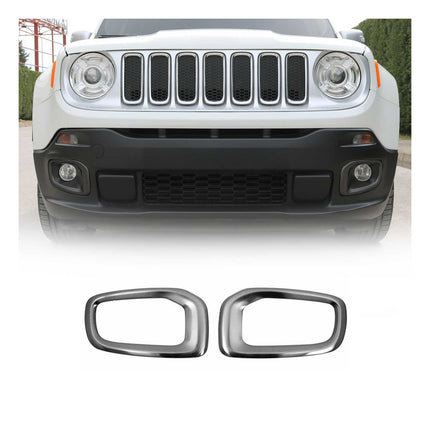 Nebelscheinwerfer Rahmen für Jeep Renegade 2014-2019 Chrom Gebürstet Dunkel 2x