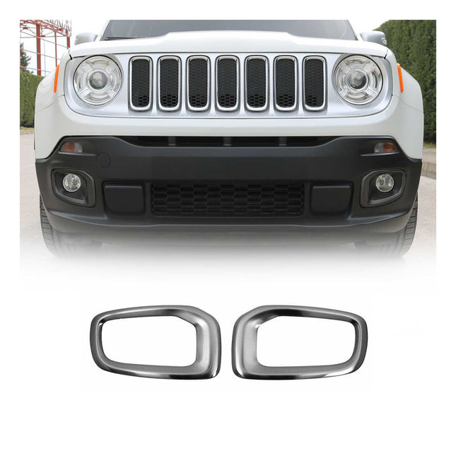 Nebelscheinwerfer Rahmen für Jeep Renegade 2014-2019 Chrom Gebürstet Dunkel 2x