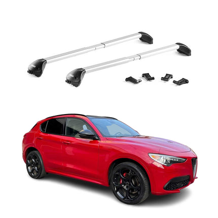 Dachträger Grundtäger für Alfa Romeo Stelvio 2016-2026 100kg Alu Silber 2tlg ABE