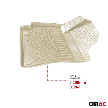 Fußmatten 3D Gummimatten für Seat Ibiza 2009-2017 Schrägheck Gummi TPE Beige 4x