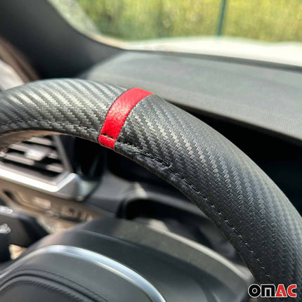 Lenkradbezug Lenkradschoner Lenkrad abdeckung Schwarz Rot Streifen Ø 38-40 cm