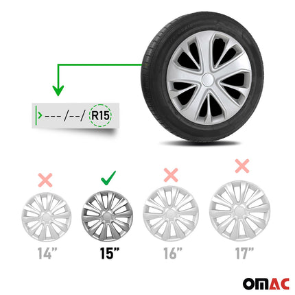 4x Radkappen Radzierblenden Radblenden für Auto 15" Zoll Radkappensatz Silber
