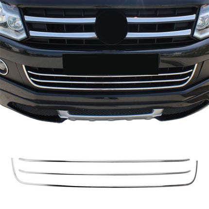 Kühlergrill Leisten Grillleisten für VW Amarok 2010-2016 Edelstahl Chrom 3tlg