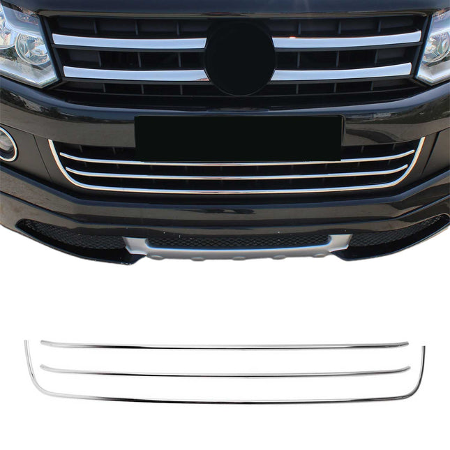 Kühlergrill Leisten Grillleisten für VW Amarok 2010-2016 Edelstahl Chrom 3tlg