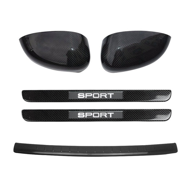 Carbon Satz Ladekantenschutz Einstiegsleisten Spiegelkappen für Fiat 500 500C