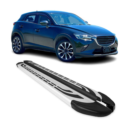 Trittbretter Seitenschweller Seitenbretter für Mazda CX-3 2015-2021 Alu Grau