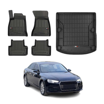 OMAC Fußmatten & Kofferraumwanne Set für Audi A4 B9 Limo 2016-2025 Gummi 5x