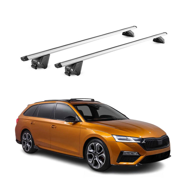 Dachträger für Skoda Octavia mk4 Kombi 2020-2025 100kg Alu Silber 2tlg ABE