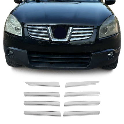 Kühlergrill Leisten Grillleisten für Nissan Qashqai J10 2006-2014 Chrom 8x