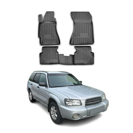OMAC Gummimatten Fußmatten für Subaru Forester II 2002-2008 TPE Matten Schwarz
