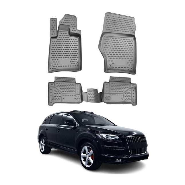 OMAC Gummimatten Fußmatten für Audi Q7 4LB 2006-2015 TPE Automatten Grau 4x