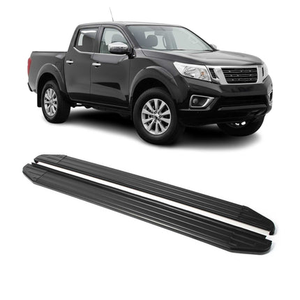 Trittbretter Seitenschweller für Nissan Navara 2015-2024 Alu Schwarz ABE